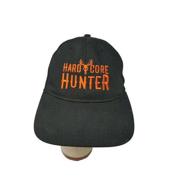 Hard Core Hunter Snapback Mesh Back Hat Embroidered Logo OSFM Black - Picture 1 of 10